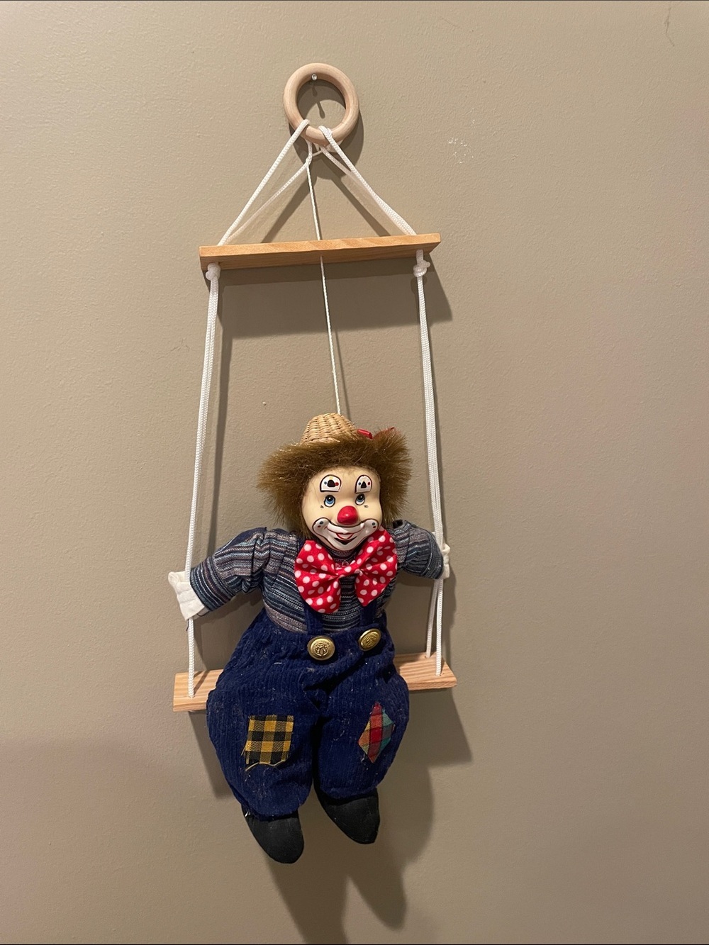 Hanging porcelain clown face clown doll